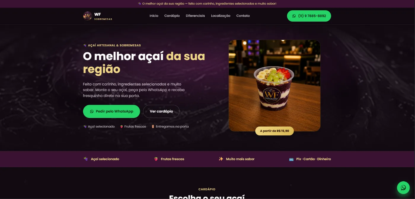 Site do WF Açaí